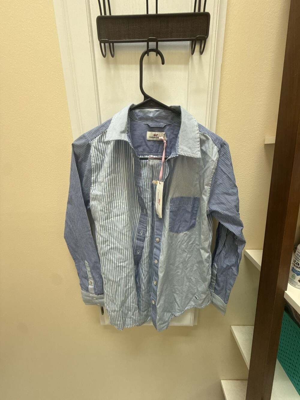 Vineyard Vines Striped Mixed Stripe Button-Down Shirt Dazzling Blue Size 0
